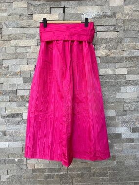 Vintage Lasting Impressions Hot Pink Moiré Midi Skirt w/Removable Sash Belt XS 0